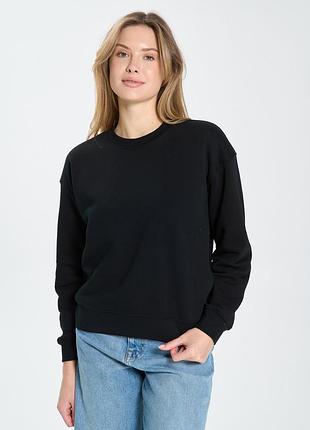 Свитшот женский теплый черного цвета, xl