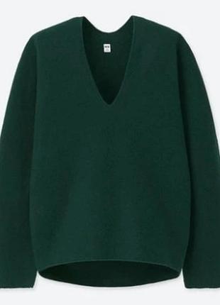 Жіночий светр uniqlo wool без швів uniqlo women 3d premium lambswool cocoon v-neck sweater