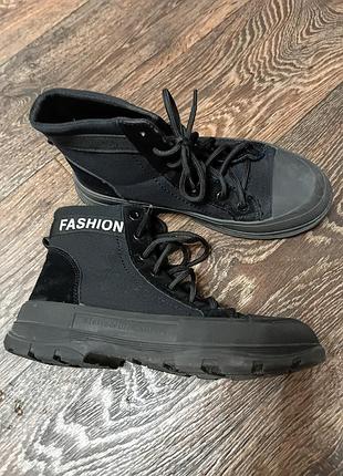 Кеди для дівчинки високі чорні fashion