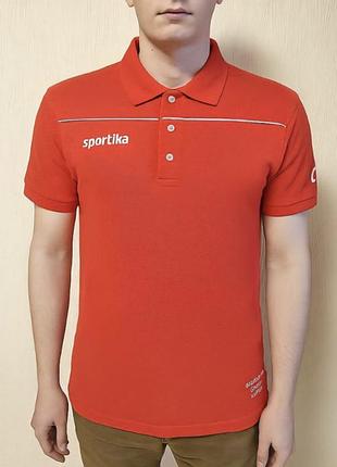 Стильное мужское хлопковое поло красного цвета sportika made in pakistan, с биркой