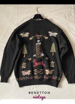 Вовняна кофта на ґудзиках benetton woolmark