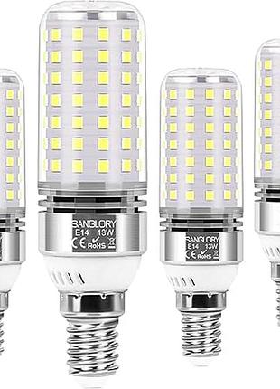 Sanglory e14 led лампочка 13w 6000k, эквивалентная лампе накаливания 100w, холодный белый свет e14 led, 1400lm, винтовой цоколь