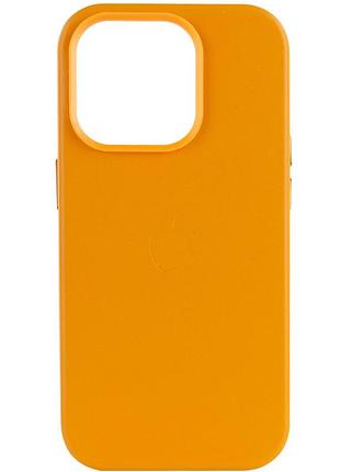Кожаный чехол leather case (aa plus) with magnetic fit для apple iphone 13 pro max (6.7") golden brown