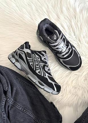 Стильные женские кроссовки asics gel-nyc black silver graphite gore-tex мех