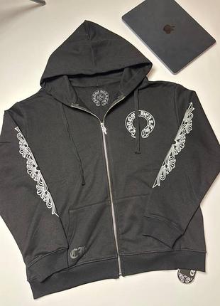 Чоловіча кофта chrome hearts на змійці, чорна