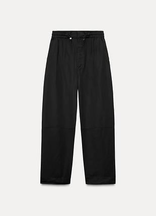 Чорні спортивні технічні широкі штани zara premium collection