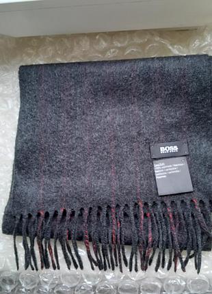 Шарф чоловічий hugo boss кашеміровий сірий у смужку