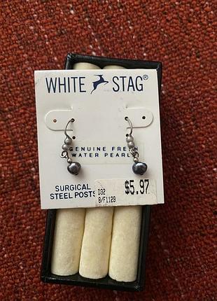 Вінтаж сша сережки з натуральними перлинами white stag