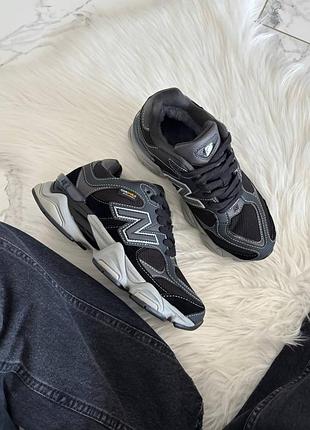 Стильні жіночі кросівки new balance 9060 dark grey black cordura хутро