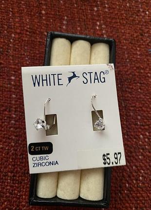 Вінтаж 🇺🇸 сережки з кубічним цирконієм white stag