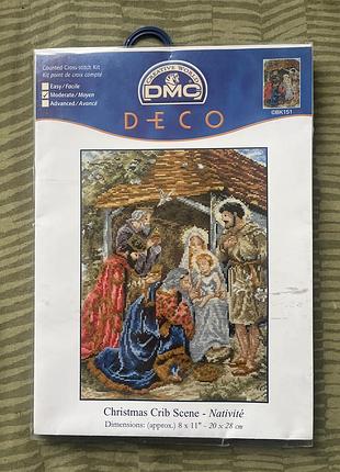 Набір для вишивання хрестиком від бренду dmc (creative world / dmc deco) назва набору: christmas crib scene – nativity (різдвяна шопка / вертеп).