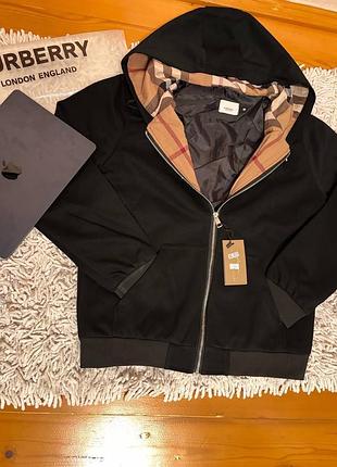 Худі burberry зіп-худі чорне з капюшоном