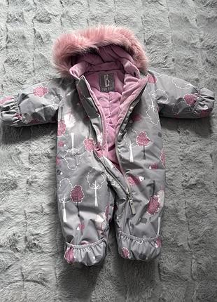 Зимовий комбінезон lenne baby для дівчаток, розмір 68, сірий з рожевим
ціна 3000 грн