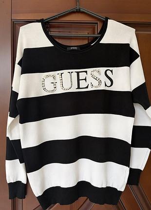 Жіночий светр guess у смужку, чорно-білий, розмір m