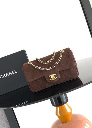 Жіноча сумка chanel з замші, коричнева