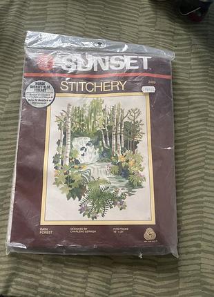 Вінтажний набір для вишивки гладдю або гобеленом  sunset stitchery «rain forest» (арт. 2469), розроблений дизайнером charlene gerrish.