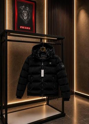 Куртка зима calvin klein бархатная плащевка черный jakwin017