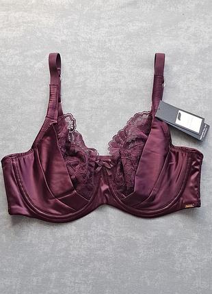 Кружевной, сатиновый бюстгальтер от hunkemoller noir бордовый, 80е (36dd/e) / 85d (38d)