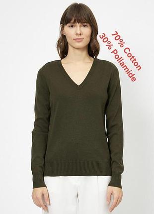 Шикарный хлопковый пуловер цвета хаки bpc bonprix collection made in bangladesh с биркой
