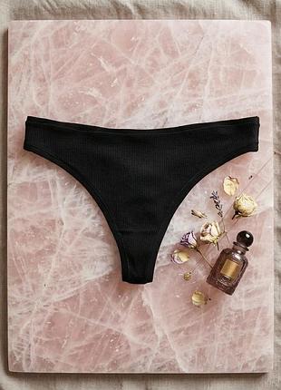 Хлопковые трусики стринги в рубчик h&amp;m s