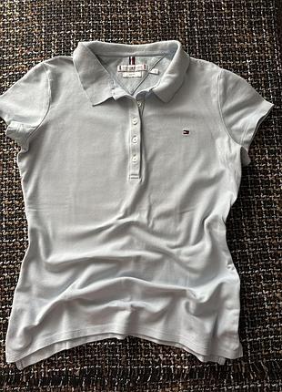 Жіноча футболка поло tommy hilfiger, блакитна, розмір s