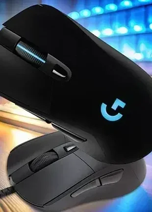 Мышка игровая компьютерная проводная g403 с подсветкой, черная
