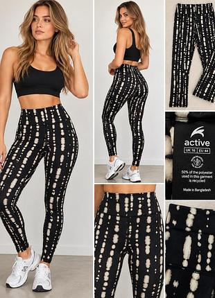 Спортивні лосини f&f active з високою посадкою, чорні легінси з принтом, розмір 44