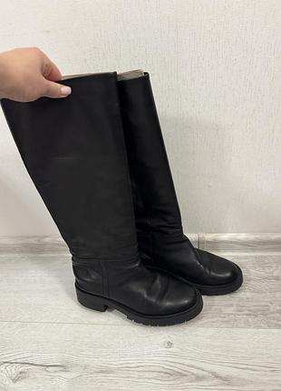 Чоботи жіночі zara шкіряні чорні високі