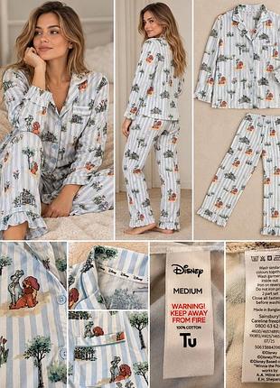 Жіноча бавовняна піжама disney tu «леді та блудько», сорочка та штани, розмір m