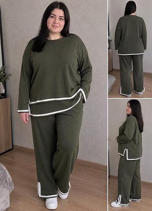 Костюм-двійка кольору хакі (xl) — 100% віскоза