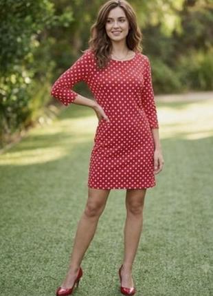 Жіноча трикотажна сукня marimekko червона в білий горошок, розмір xs 100% бавовна