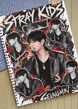 Зошит на пружині stray kids стрей кідз а4 60 аркушів клітинка (41146)