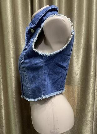 Джинсовий жилет жилетка denim&co укорочений розмір 8/s 4