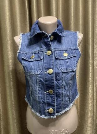 Джинсовий жилет жилетка denim&co укорочений розмір 8/s