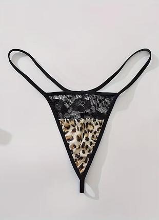 Сексуальні леопардові трусики-стрінги з мереживом plus size (розмір 3xl / 3x)