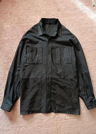 Кожаная рубашка овершот 100% натуральная кожа state clothing