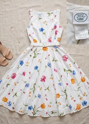 Жіноча сукня міді laura ashley білого кольору з квітковим принтом, розмір s-m