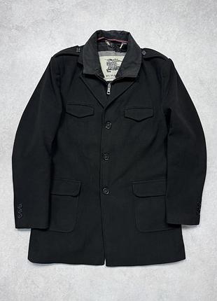 Burberry brit чоловіче чорне пальто xxl wool blend military coat