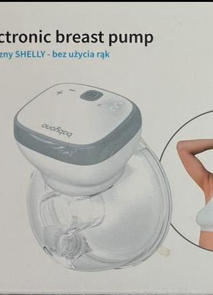 Електронний молоковідсмоктувач babyono shelly hands free біло-сірий