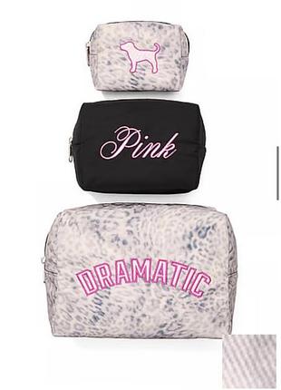 Набір косметичок для жінок victoria's secret pink, різнокольоровий