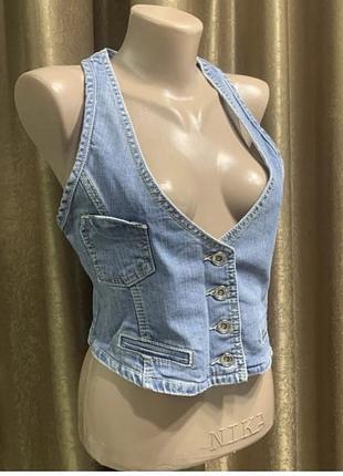 Джинсова жилетка denim  колір блакитний  размер 6-8 / xs s