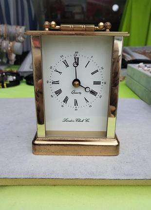 Вінтажний настільний годинник-карета london clock co. (квари, латунь)