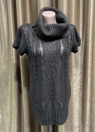 В'язаний светр terranova з коротким рукавом розмір m l xl колір шоколадний