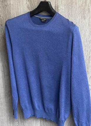 Кофта светр massimo dutti розмір m синій (з латками замші)