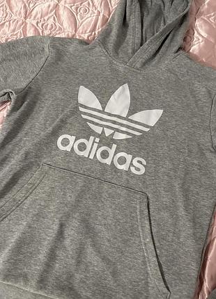 Чоловіча сіра кофта adidas originals з капюшоном