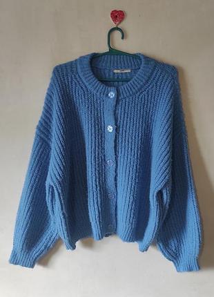 Блакитний в'язаний кардиган george оверсайз / кофта на ґудзиках, розмір xl / 48-50 (l-xxl)
