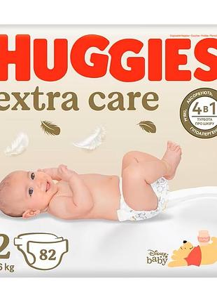 Подгузники huggies extra care mega размер 2 (3-6 кг), 82 шт