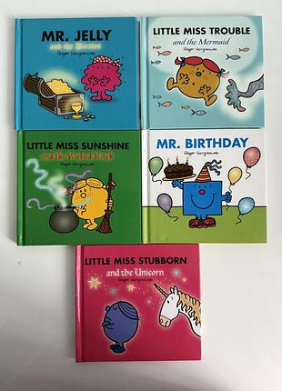 Комплект дитячих книг англійською mr. men & little miss (5 шт.), оригінал egmont uk