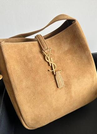 Сумка жіноча saint laurent le 5 à 7 supple hobo ysl із натуральної замші, бежева