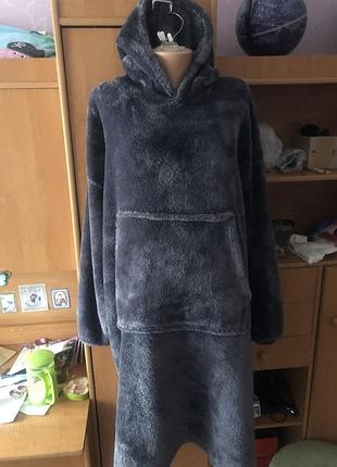 Мехушка, плюшевая туника, кофта, худи, длинная, xl-2xl, слип, пижама. bedsure. в идеале